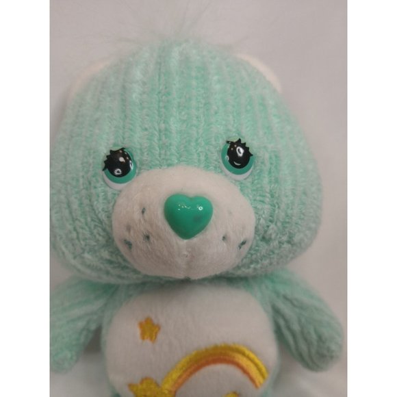 8" Corduroy Wish Care Bear Mint Green Yellow Rainbow Star 2003 Stuffed Animal - Picture 3 of 9